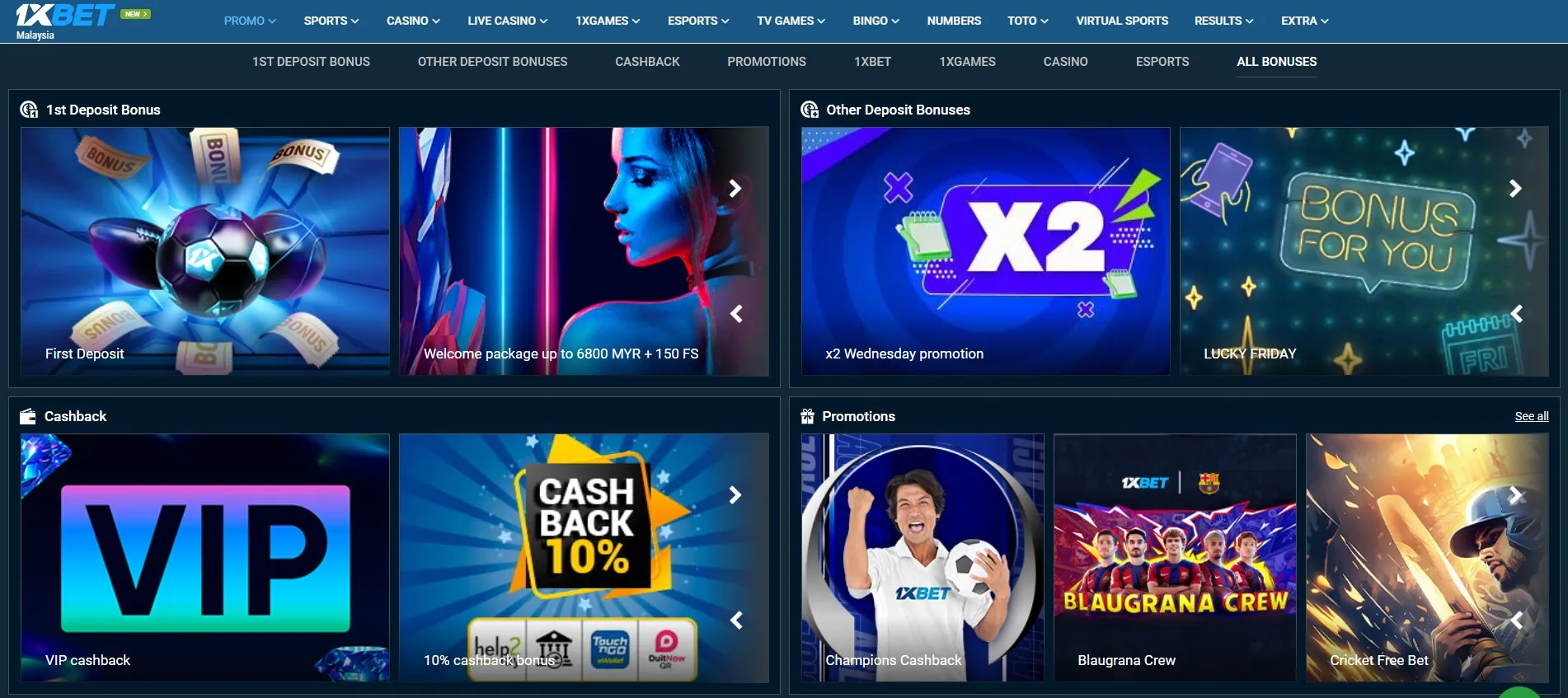 1xBet Casino Bonuses